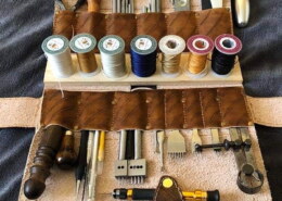 A compact, portable tool box for leatherworkers, for beginners